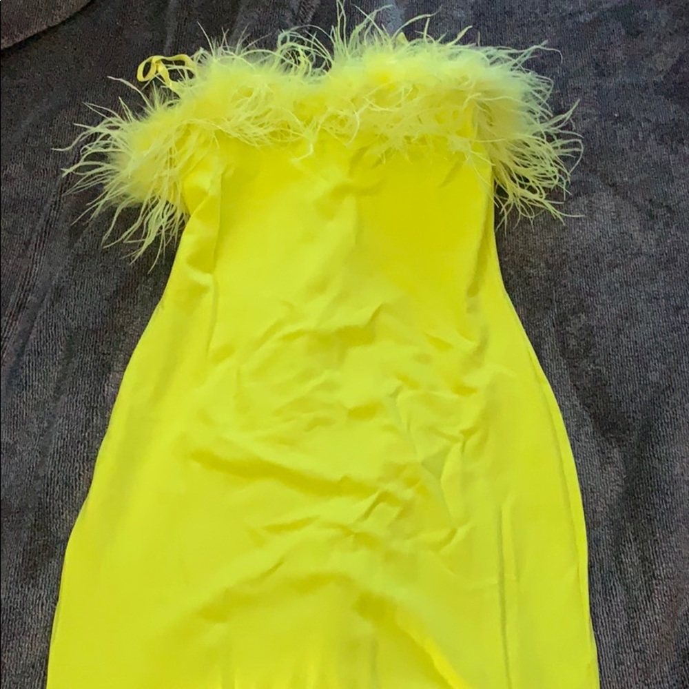 Francesca Feather Dress Yellow
